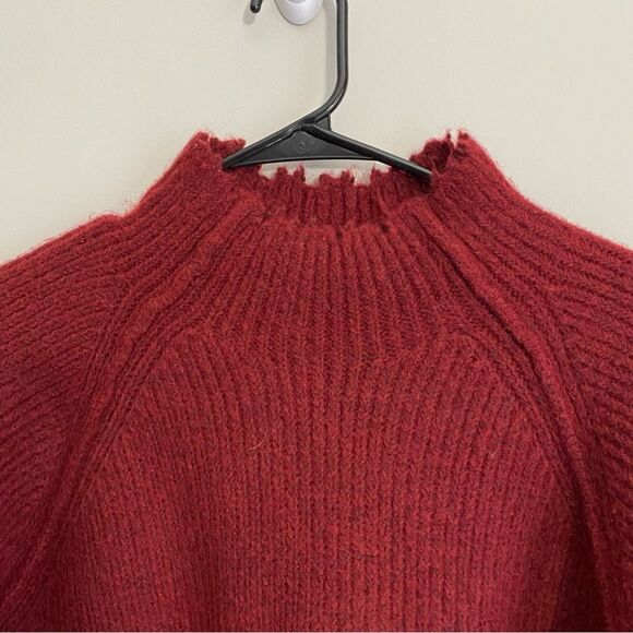 FAVORITE DAUGHTER The Oma Wool-blend Mock Neck Sweater In Red - Picture 2 of 6